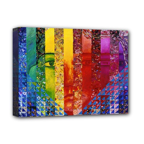Conundrum I, Abstract Rainbow Woman Goddess  Deluxe Canvas 16  X 12  (framed)  by DianeClancy