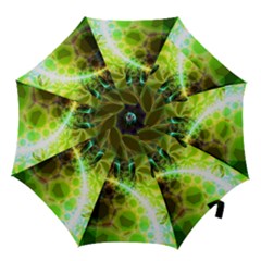 Dawn Of Time, Abstract Lime & Gold Emerge Hook Handle Umbrella (small) by DianeClancy