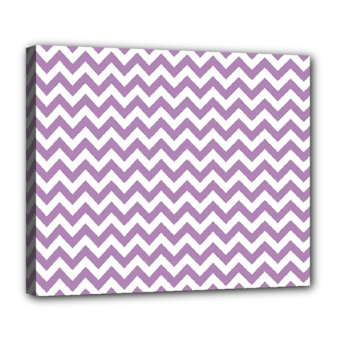 Lilac And White Zigzag Deluxe Canvas 24  X 20  (framed) by Zandiepants
