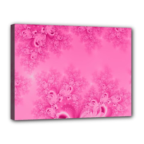 Soft Pink Frost Of Morning Fractal Canvas 16  X 12  (framed) by Artist4God
