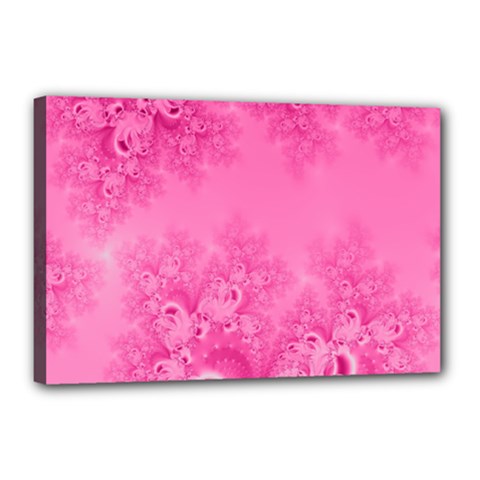 Soft Pink Frost Of Morning Fractal Canvas 18  X 12  (framed) by Artist4God