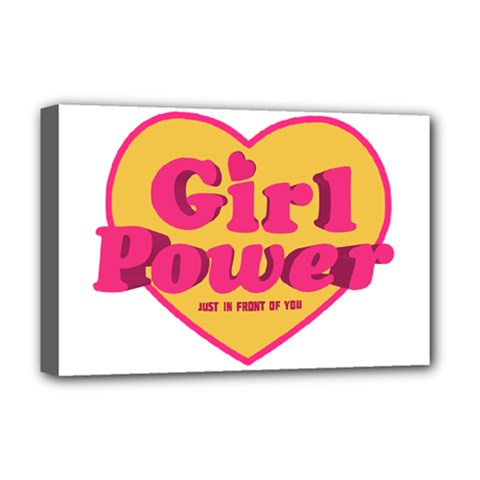 Girl Power Heart Shaped Typographic Design Quote Deluxe Canvas 18  X 12  (framed) by dflcprints