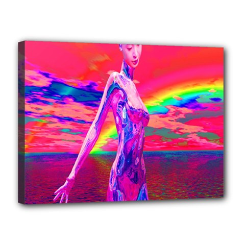 Cyborg Mask Canvas 16  X 12  (framed) by icarusismartdesigns
