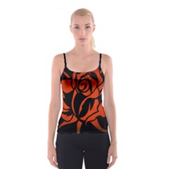 Red Rose Etching On Black Spaghetti Strap Top by StuffOrSomething