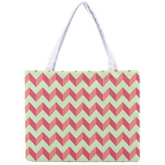 Mint Pink Modern Retro Chevron Patchwork Pattern Tiny Tote Bag by GardenOfOphir