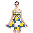 Yellow and blue squares pattern  Reversible Skater Dress View1