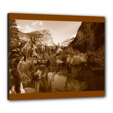 Native American Canvas 24  X 20  (framed) by boho