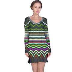 Chevrons And Distorted Stripes Nightdress by LalyLauraFLM