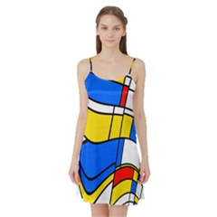 Colorful Distorted Shapes Satin Night Slip by LalyLauraFLM