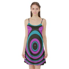 Distorted Concentric Circles Satin Night Slip by LalyLauraFLM