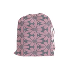 Pink Flowers Pattern Drawstring Pouch by LalyLauraFLM