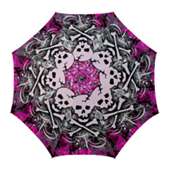 Pink Skull Splatter Golf Umbrellas by ArtistRoseanneJones