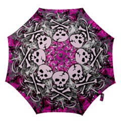 Pink Skull Splatter Hook Handle Umbrellas (medium) by ArtistRoseanneJones
