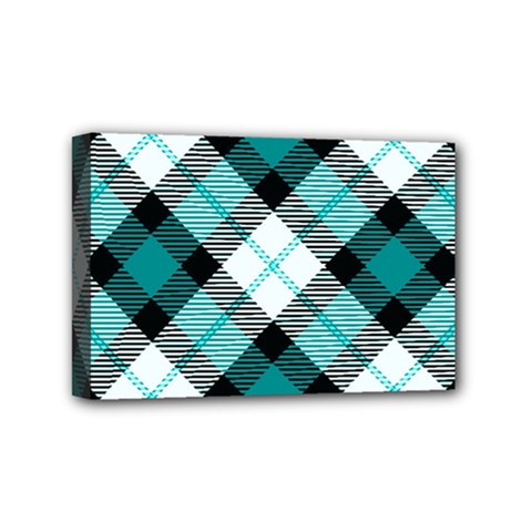 Smart Plaid Teal Mini Canvas 6  X 4  by ImpressiveMoments