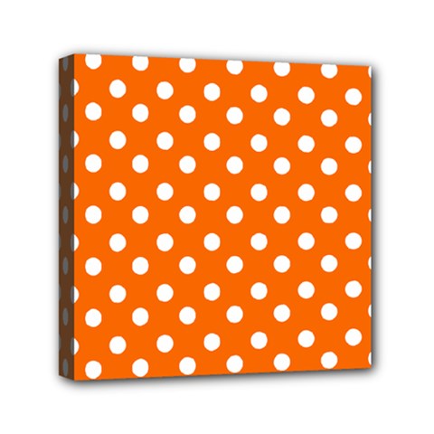 Orange And White Polka Dots Mini Canvas 6  X 6  by GardenOfOphir