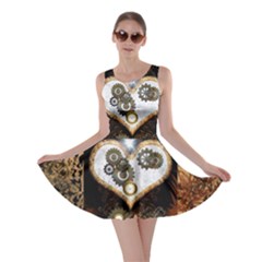 Steampunk, Awesome Heart With Clocks And Gears Skater Dresses by FantasyWorld7