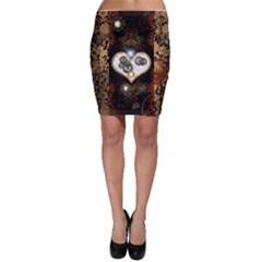 Steampunk, Awesome Heart With Clocks And Gears Bodycon Skirts by FantasyWorld7