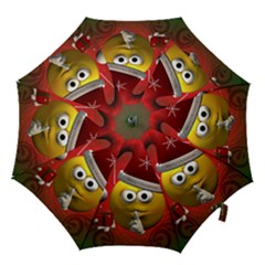 Funny Christmas Smiley Hook Handle Umbrellas (small) by FantasyWorld7