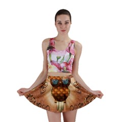 Steampunk, Funny Owl With Clicks And Gears Mini Skirts by FantasyWorld7