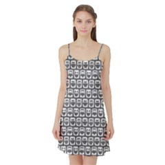 Gray And White Owl Pattern Satin Night Slip by GardenOfOphir