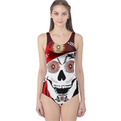 Funny Happy Skull Women s One Piece Swimsuits by FantasyWorld7