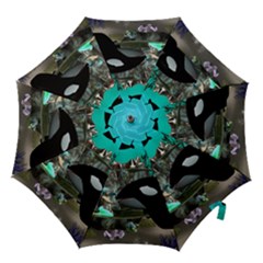 Cute Mermaid Playing With Orca Hook Handle Umbrellas (small) by FantasyWorld7