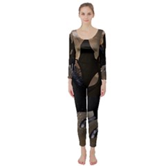 Awesome Dark Unicorn With Clouds Long Sleeve Catsuit by FantasyWorld7