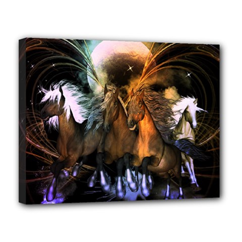 Wonderful Horses In The Universe Canvas 14  X 11  by FantasyWorld7