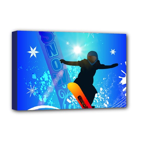 Snowboarding Deluxe Canvas 18  X 12   by FantasyWorld7