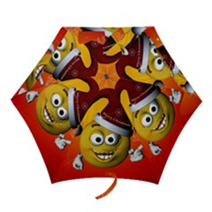 Cute Funny Christmas Smiley With Christmas Tree Mini Folding Umbrellas by FantasyWorld7