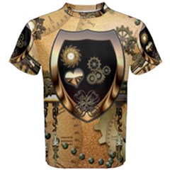 Steampunk, Shield With Hearts Men s Cotton Tees by FantasyWorld7