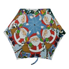 Funny Santa Claus In The Forrest Mini Folding Umbrellas by FantasyWorld7