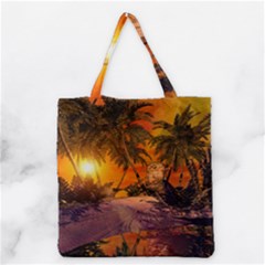 Wonderful Sunset In  A Fantasy World Grocery Tote Bags by FantasyWorld7