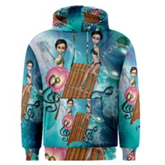 Music, Pan Flute With Fairy Men s Pullover Hoodies by FantasyWorld7