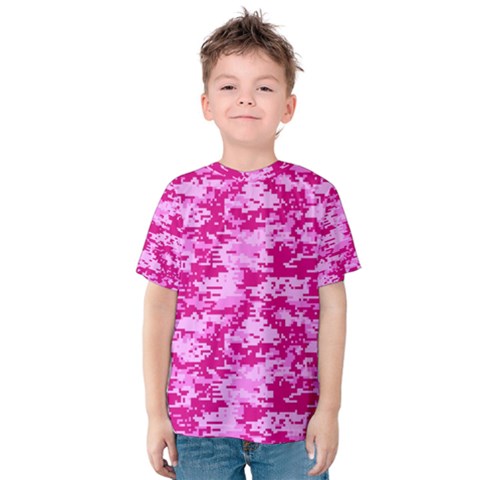 Camo Digital Pink Kid s Cotton Tee by trendistuff