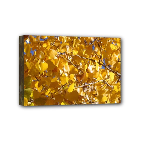 Yellow Leaves Mini Canvas 6  X 4  by trendistuff