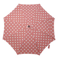 Coral And White Polka Dots Hook Handle Umbrellas (medium) by GardenOfOphir
