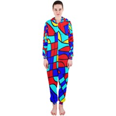 Colorful Bent Shapes Hooded Jumpsuit (ladies) by LalyLauraFLM