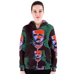 Edgar Allan Poe Pop Art  Women s Zipper Hoodie by icarusismartdesigns