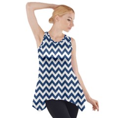 Dark Blue And White Zigzag Side Drop Tank Tunic by Zandiepants