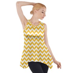 Sunny Yellow And White Zigzag Pattern Side Drop Tank Tunic by Zandiepants