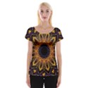 Yellow Purple Lotus Mandala Women s Cap Sleeve Top View1