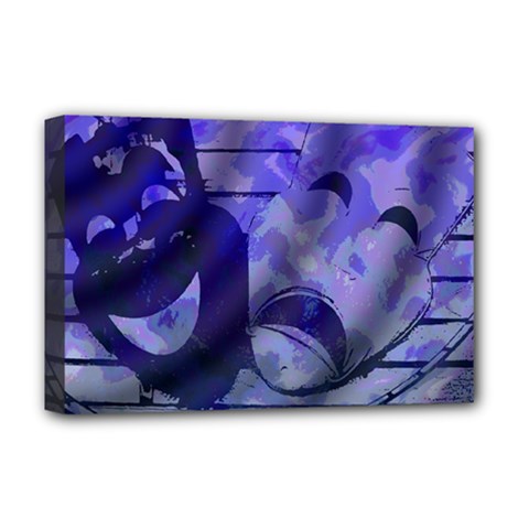 Blue Comedy Drama Theater Masks Deluxe Canvas 18  X 12   by BrightVibesDesign