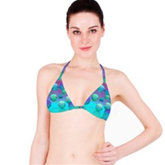 Ocean Dreams, Abstract Aqua Violet Ocean Fantasy Bikini Top by DianeClancy
