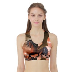 Wonderful Dark Unicorn In The Night Women s Sports Bra With Border by FantasyWorld7