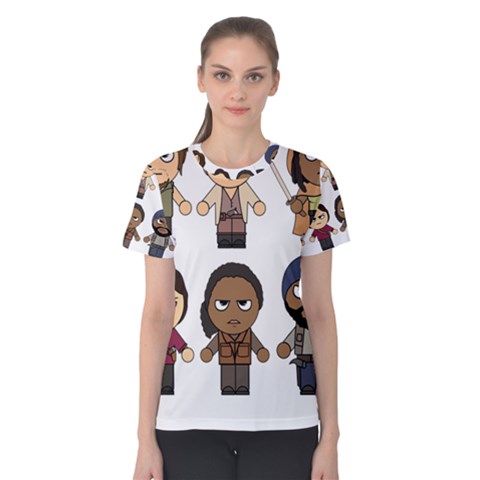 The Walking Dead   Main Characters Chibi   Amc Walking Dead   Manga Dead Women s Cotton Tee by PTsImaginarium