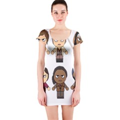 The Walking Dead   Main Characters Chibi   Amc Walking Dead   Manga Dead Short Sleeve Bodycon Dress by PTsImaginarium