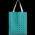 Turquoise quatrefoil pattern Zipper Classic Tote Bag View2
