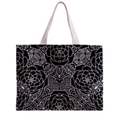 Petals In Black White, Bold Flower Design Zipper Mini Tote Bag by Zandiepants