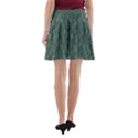 Whimsical Feather Pattern, Forest Green A-Line Pocket Skirt View2